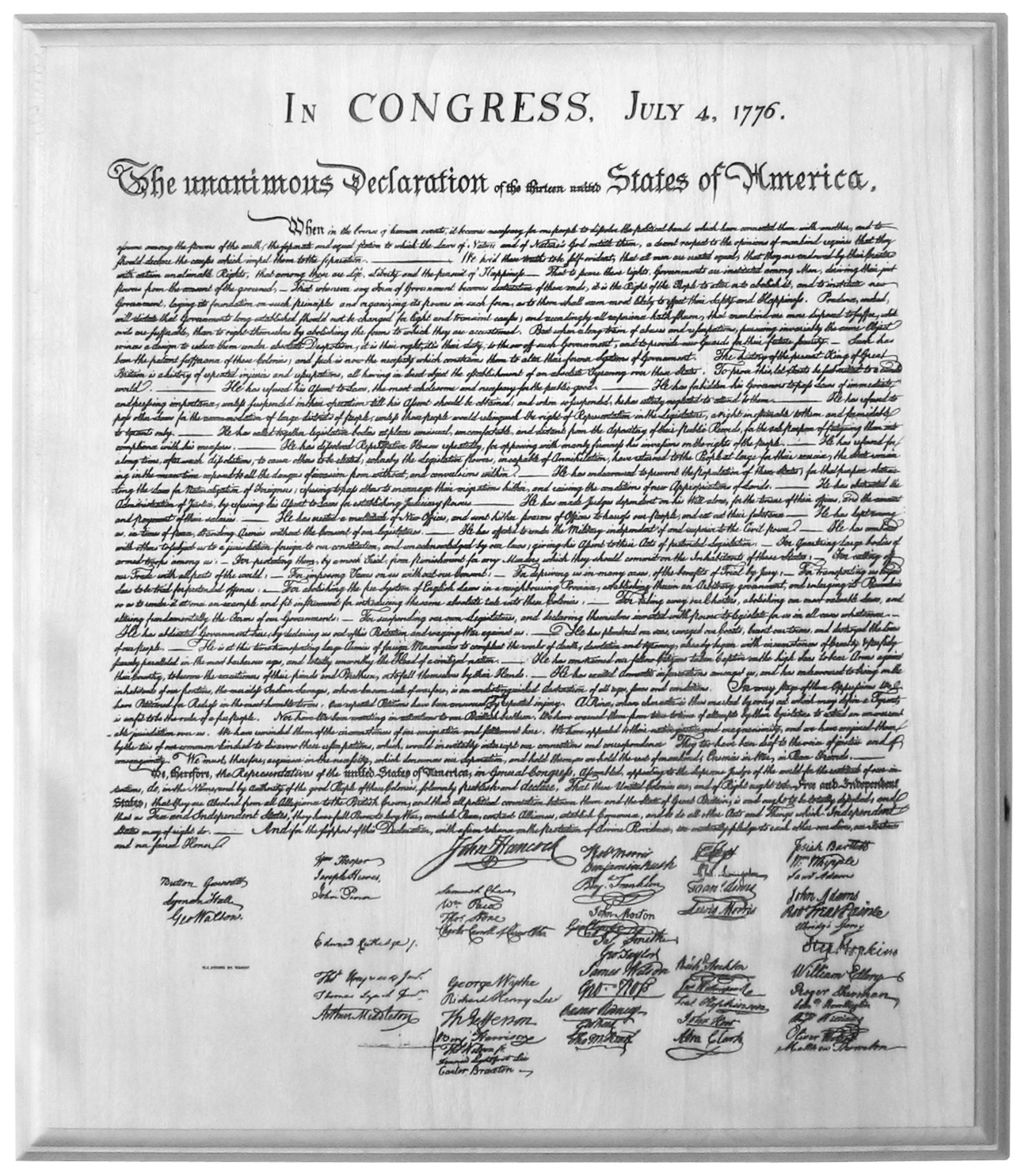 Декларация Независимости США, почерк Тимоти Мэтлока